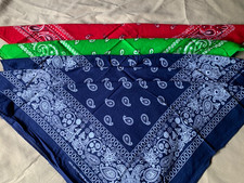 Bandanas - 5 Pack 1-Red, 1-Green, 3-Blue