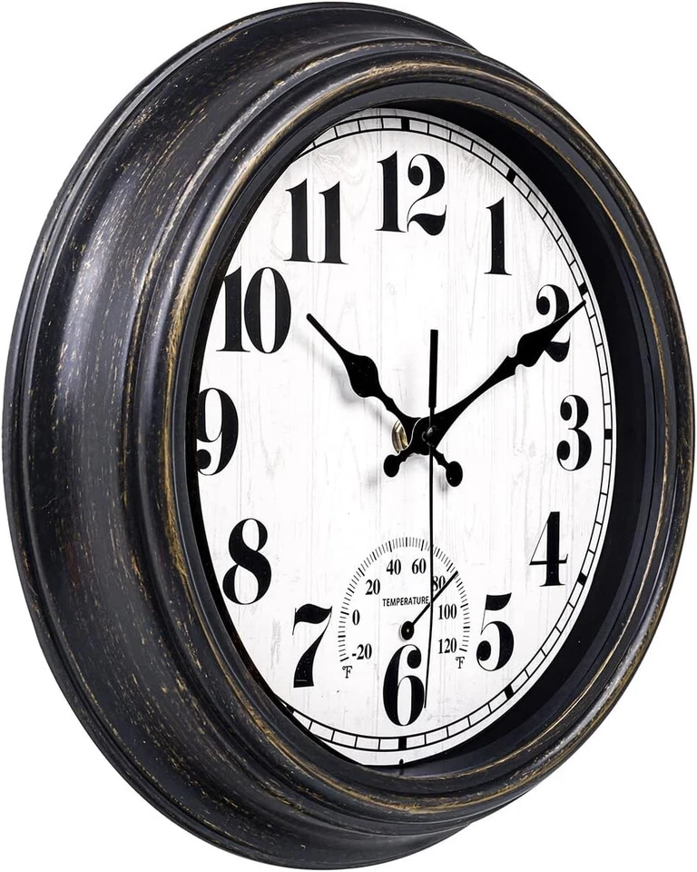 Classic Retro 12" Wall Clock for Indoor/Outdoor Use – Non-Ticking & Waterproof - Image 4 of 4