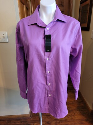  Structure Button Front Dress Shirt Sz 16-16.5 Purple  NEW WITH TAGS