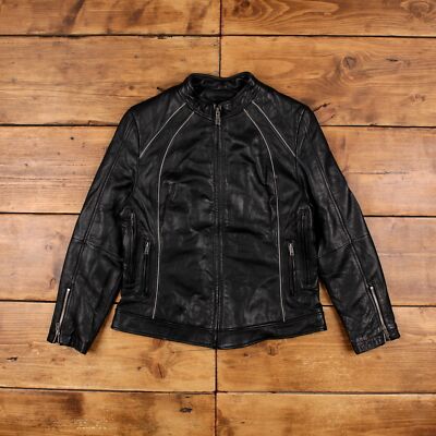 Vintage Wilsons Lederjacke L Moto Biker schwarz Damen