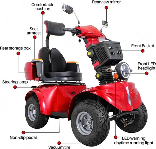 1000W 60V Four Wheels Fat Tire All Terrains Electric Mobility Scooter for Senior - Picture 8 of 17