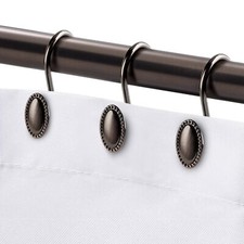 Oil-Rubbed Bronze Shower Curtain Hooks Rustproof 12pcs Decorative Curtain Rings