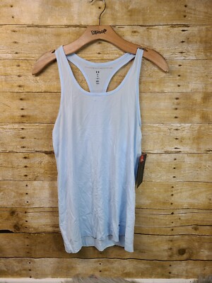 Women's UNDER ARMOUR Blue Heat Gear Fitted Threadborne Racerback Tank Top S  #B