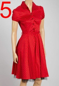 red dress with black dots