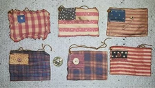 6~Primitive~Patriotic~Flag~Fussy Cut~Linen Cardstock~Gift~Hang~Tags~Ornies