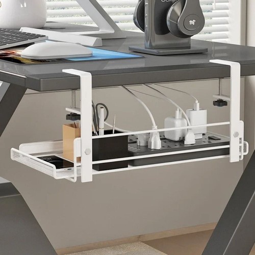 Adjustable Under Desk Cable Management Tray Cable Management Rack Office - 第 1/14 張圖片