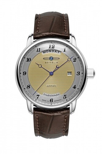 Zeppelin Herrenuhr mit Lederband Serie Friedrichshafen Automatik Wochentag 8562-