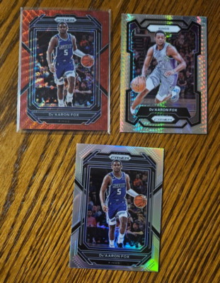De'Aaron Fox -2022-23 Prizm Red Wave +Silver No.118 +2023-24 Prizm Hyper No.6