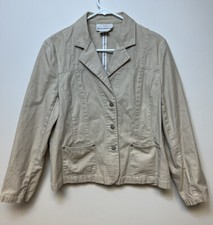 Evan Picone Jacket Blazer Tan Khaki Size 10 Casual Spring Cotten Blend