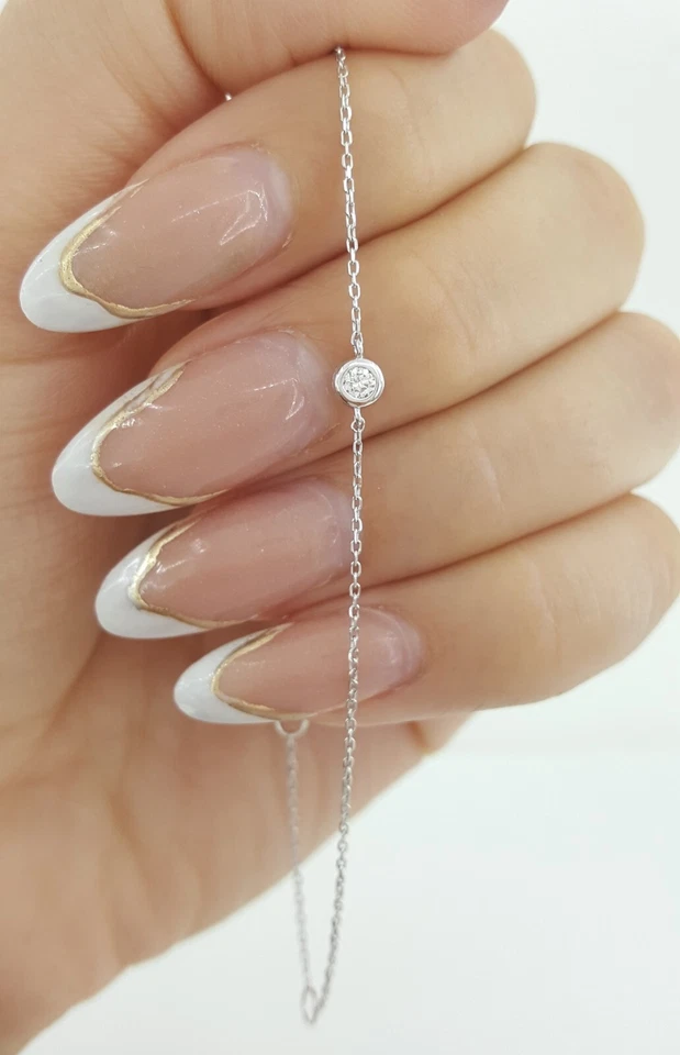 Round Brilliant Diamond By the Yard Bezel Set Bracelet 0.06 ct 14K White Gold - Image 4 of 4