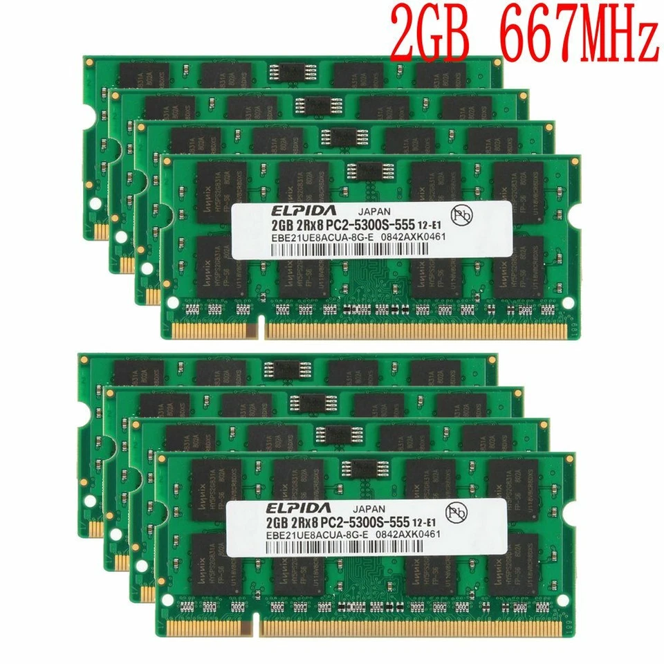 16GB 8GB 4GB 2GB DDR2 667MHz PC2-5300S 200Pin Laptop Memory SDRAM Elpida LOT BT - Image 2 of 4