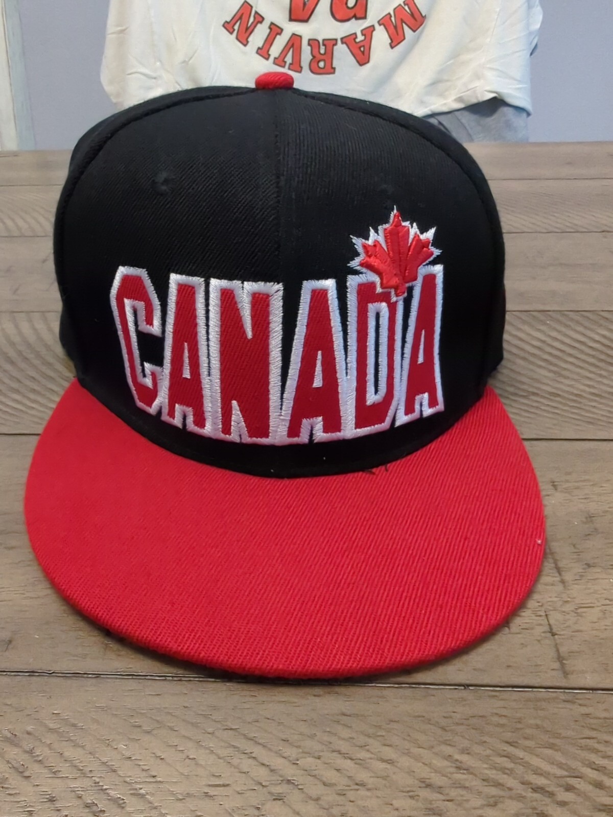 Canada Maple Leaf Adjustable Flat Bill Hat Black … - image 1