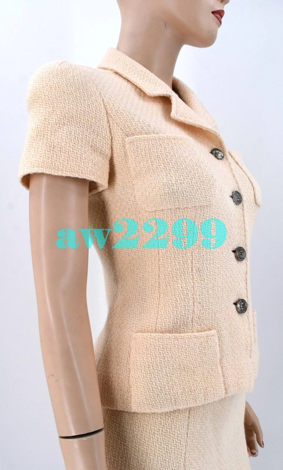 GIACCA CHANEL 97C VINTAGE MOST WANTED TUTA 2 PEZZI AVORIO FR 34 36 38 RARA