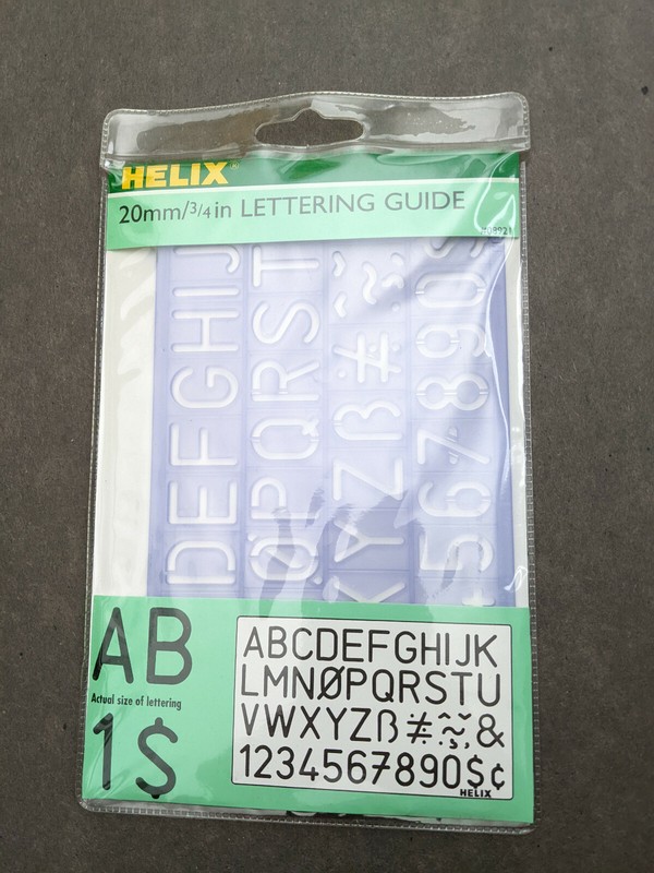 Helix 20mm 3/4" Lettering Guide Template Drafting   Alphabet Numbers 08921