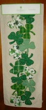 New Storehouse St. Patrick's Day Table Runner 14" x 72" Shamrocks Clovers Beads