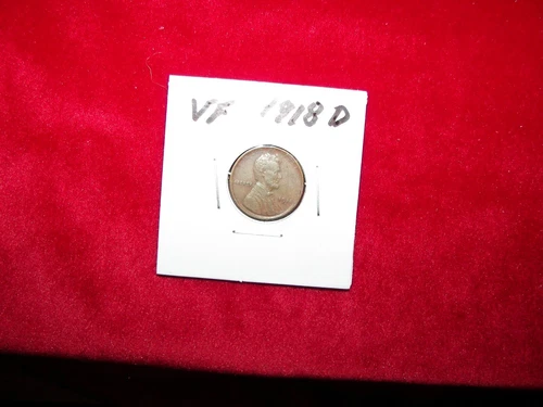 1918 D VF Very Fine Lincoln Wheat Penny Cent a Collectible Coin Ships Free