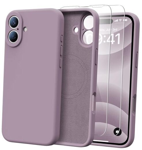 for Case with 2 Screen Protectors - Compatible with Magsafe - iPhone 16 Mauve