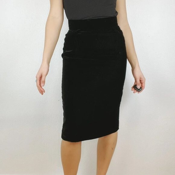 Black Velvet Velvet Mini Pencil Skirt Mini Skirt Black Velvet Midi