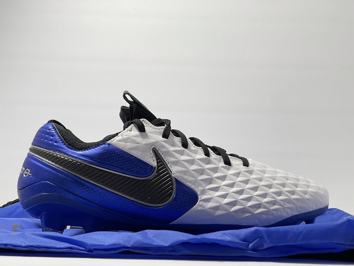 Nike Tiempo Legend 8 Elite FG White Blue Soccer Cleats
