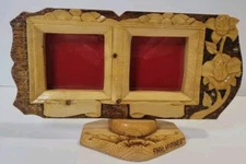  VTG Handcarved Wooden Philippines Double Picture Frame Cottage Core Granny Core