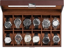 ProCase Watch Box Organizer for Men, 12 Slot Display 12-Slot, Brown 