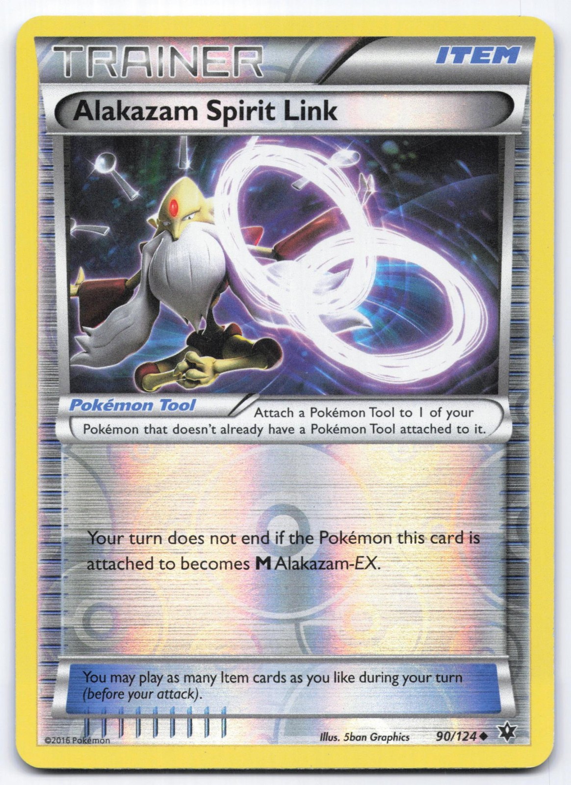 Alakazam Spirit Link 90/124 Fates Collide Reverse Holo Uncommon Pokemon Card LP