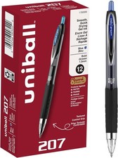 Uni-Ball 1790895 Signo 207 Retractable Gel Pen, Bold Point, Blue Ink, 12-Count
