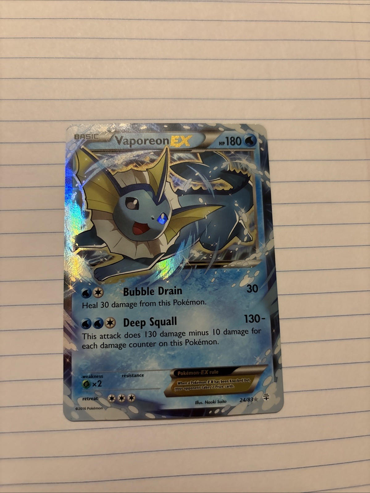 Vaporeon EX - 24/83 Generations Holo - Pokemon TCG Card - NM #3