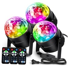 Disco Ball with Remote Strobe Light, DJ Party Lighting for Disco Ball 3 PACK 