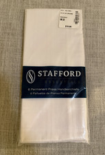    Stafford Essentials Handkerchiefs 6 Pack White Permanent Press 16  NEW