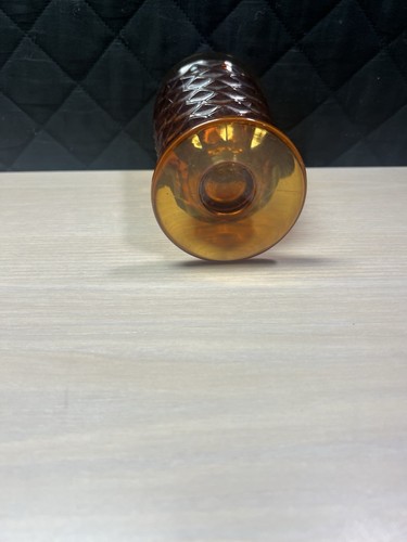 Set of 6 Iced Tea Glasses Vintage Indiana Amber Cube Cubist Footed 6” Tall - Bild 7 von 7