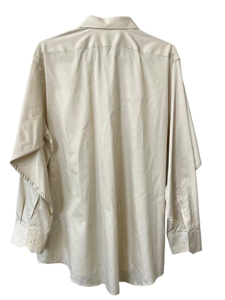 Camisa de Vestir Flecha Talla 17-17.5 Botón Frontal Manga Larga Crema Satén Calce Clásico Foto 2 de 4