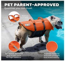 Outward Hound Granby Splash Dog Life Jacket, Orange, XL 33-44" 