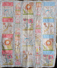 HANDMADE KIDS CHILDREN'S QUILT, 52 X 62, WHIMSY GIRAFFE LION BIRD ELEPHANT