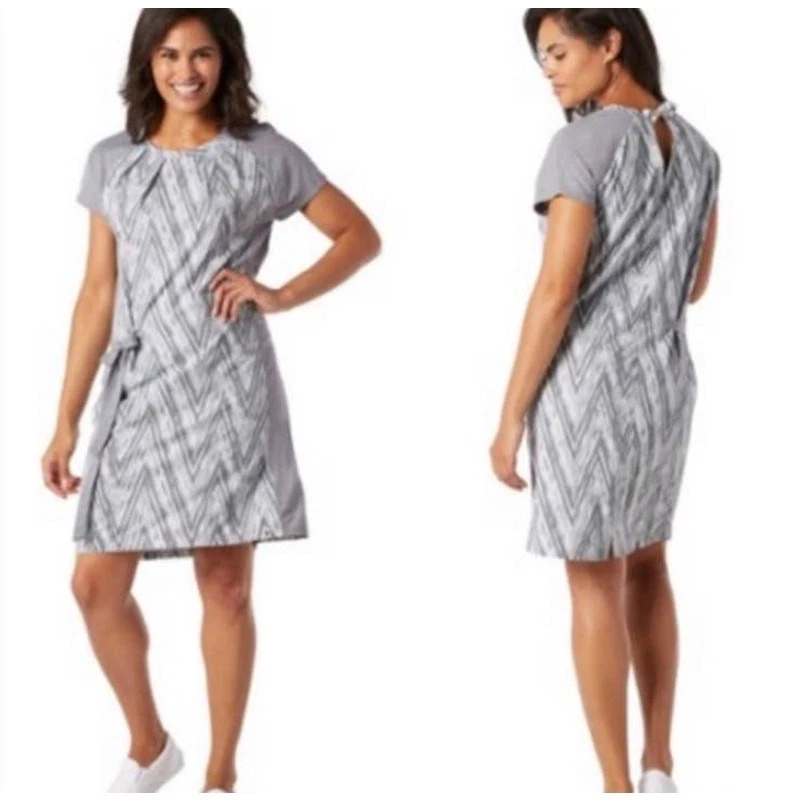 smartwool merino sport zig zig print short sleeve dress