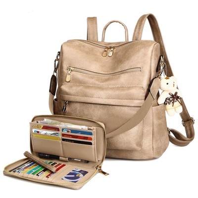 Women Backpack Purse Multipurpose Design Handbags Shoulder Bag PU Leather Tra...