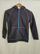 Tek Gear Boy  s Small Black Zip Up Hoodie Jacket Blue Stitching Pockets Athletic