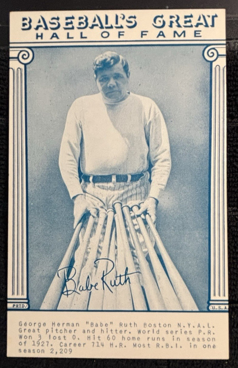 1977 BABE RUTH BASEBALL'S GREAT HALL OF FAME WHITE BACK BLUE NR/MT FREE SHIPPING