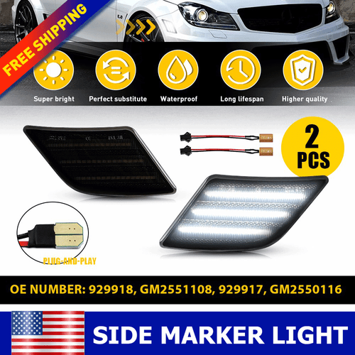 FOR 08-11 MERCEDES BENZ W204 C300/C350/C63 SMOKE LED SIDE MARKER LIGHTS LAMPS 2X - Picture 2 of 24