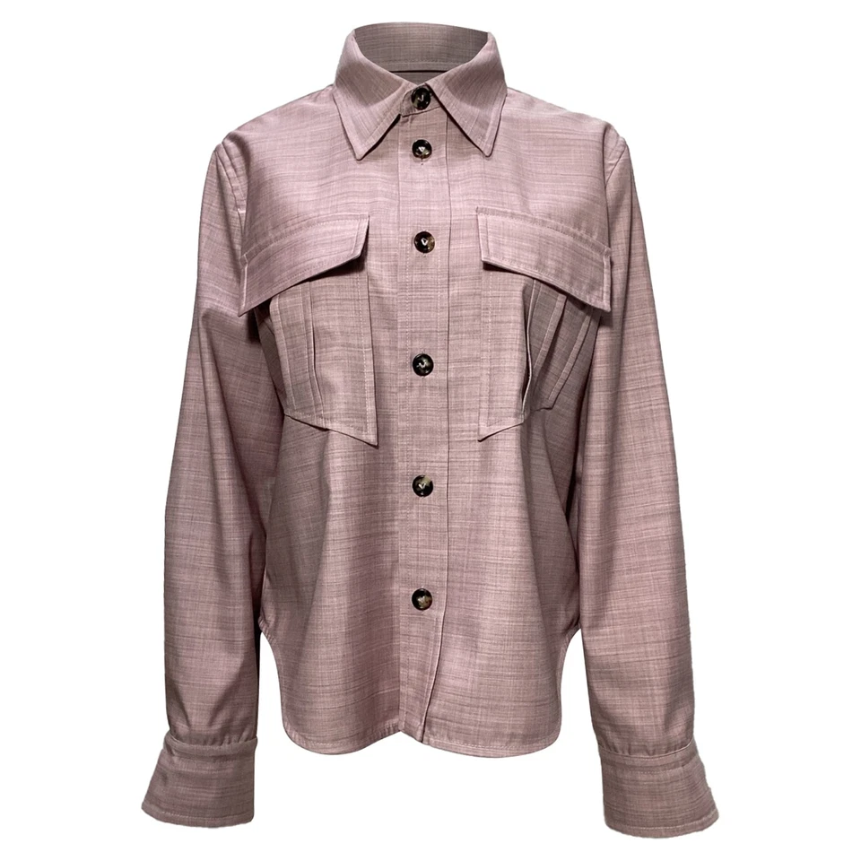 Bottega Veneta Long Sleeve Button Down In Pink Wool Women Pink Size 48