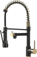 Kitchen Faucet,Black and Gold Kitchen Faucet with Sprayer,Commercial Style Matte