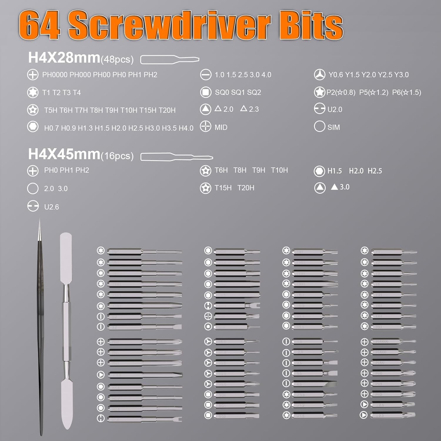 68-in-1 Mini Electric Screwdriver Set – 64 Bits, 5 Torque, LED Light, USB-C