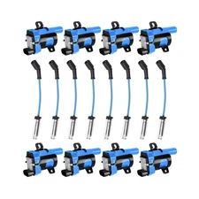 ENA 8 Pack D585 UF262 Round Ignition Coil Packs and 748UU Spark Plugs Wires C...