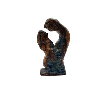 VTG Abstract Lovers Couple Embrace Purple Blue Glaze 6'' Art Pottery Statue