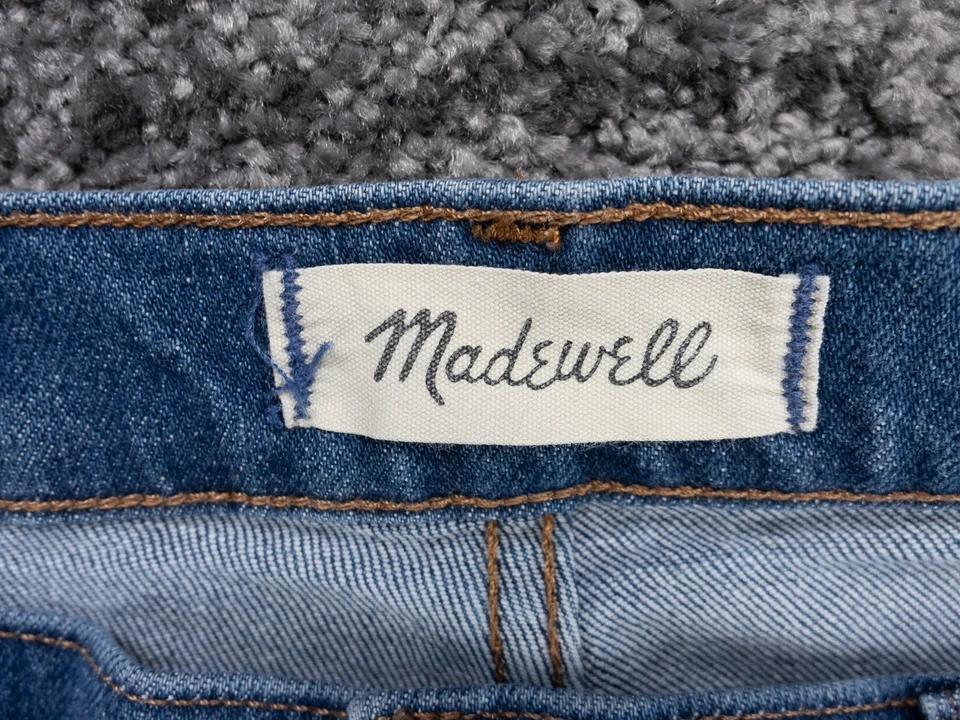 Женские джинсы Madewell 30T фактические 32x33 синие идеальные винтажные широкие штанины джинсовая ткань - Изображение 3 из 4