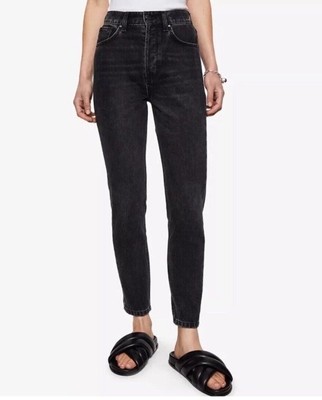 Anine Bing Jeans Womens Sonya High Rise Ankle Slim Charcoal Button NWT Sz 32