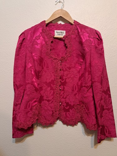 NAH NAH Collection WOMEN'S Hot Pink LACE JACKET & SKIRT LINED 10 - Afbeelding 3 van 11