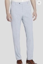 New Tommy Hilfiger Hall Modern Fit Blue & White Seersucker Dress Pants 38x32
