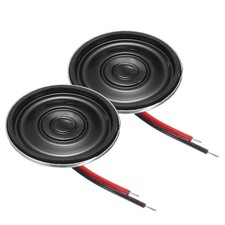 2 Pcs 0.5W 8 Ohm Small Speakers Metal Round Speaker with Wires, 20x4mm Black