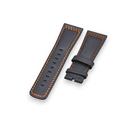 28mm Black Leather Orange Stitched Strap For SevenFriday M-P-PS-T-Q-S-V Series